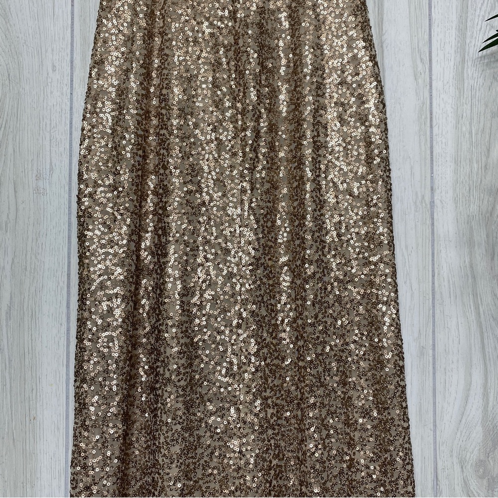 NEW Amsale Samantha Spaghetti Strap V Neck Sequin Gown BHLDN size 6 NWT - Picture 8 of 13